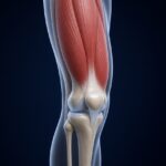 Ginocchio con il muscolo quadricipite evidenziato in 3D