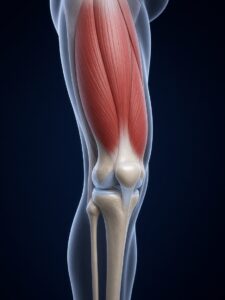 Ginocchio con il muscolo quadricipite evidenziato in 3D