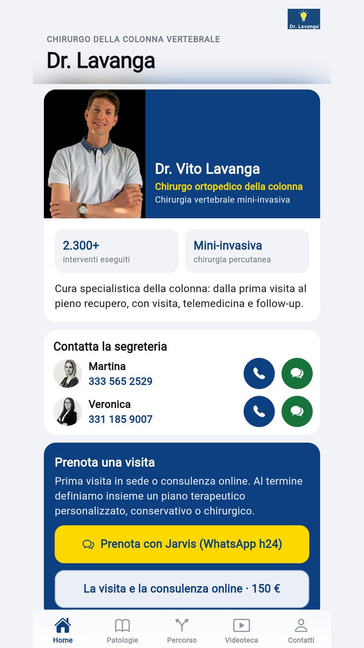 Schermata Home dell'app