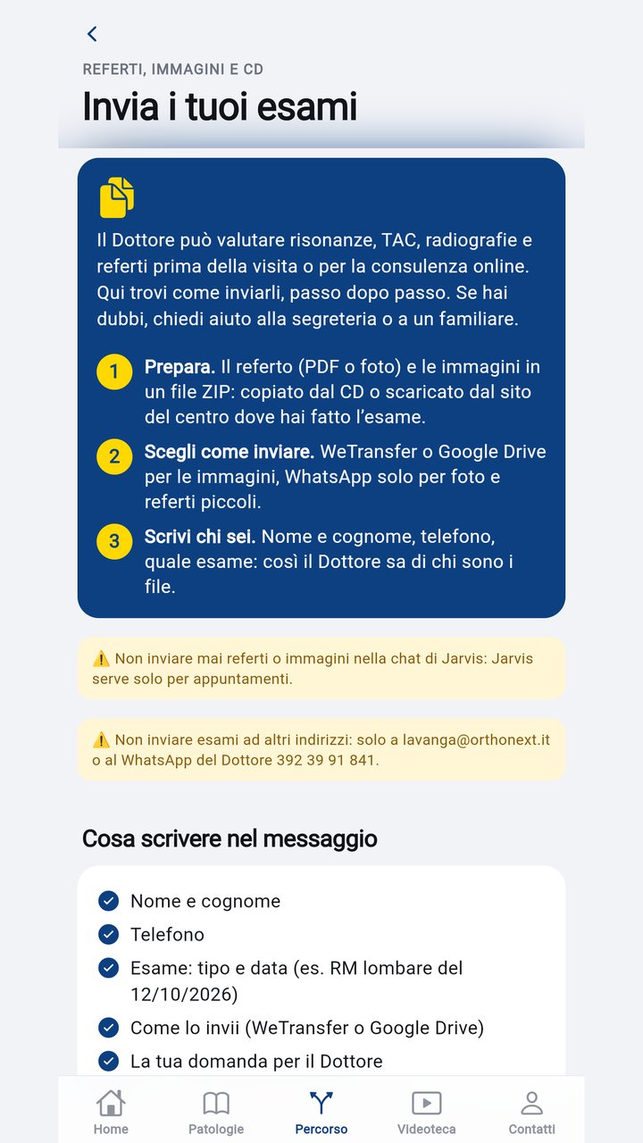Schermata dell'app: Invia i tuoi esami