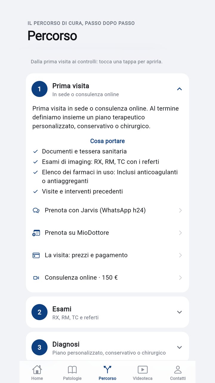 Schermata Percorso di cura