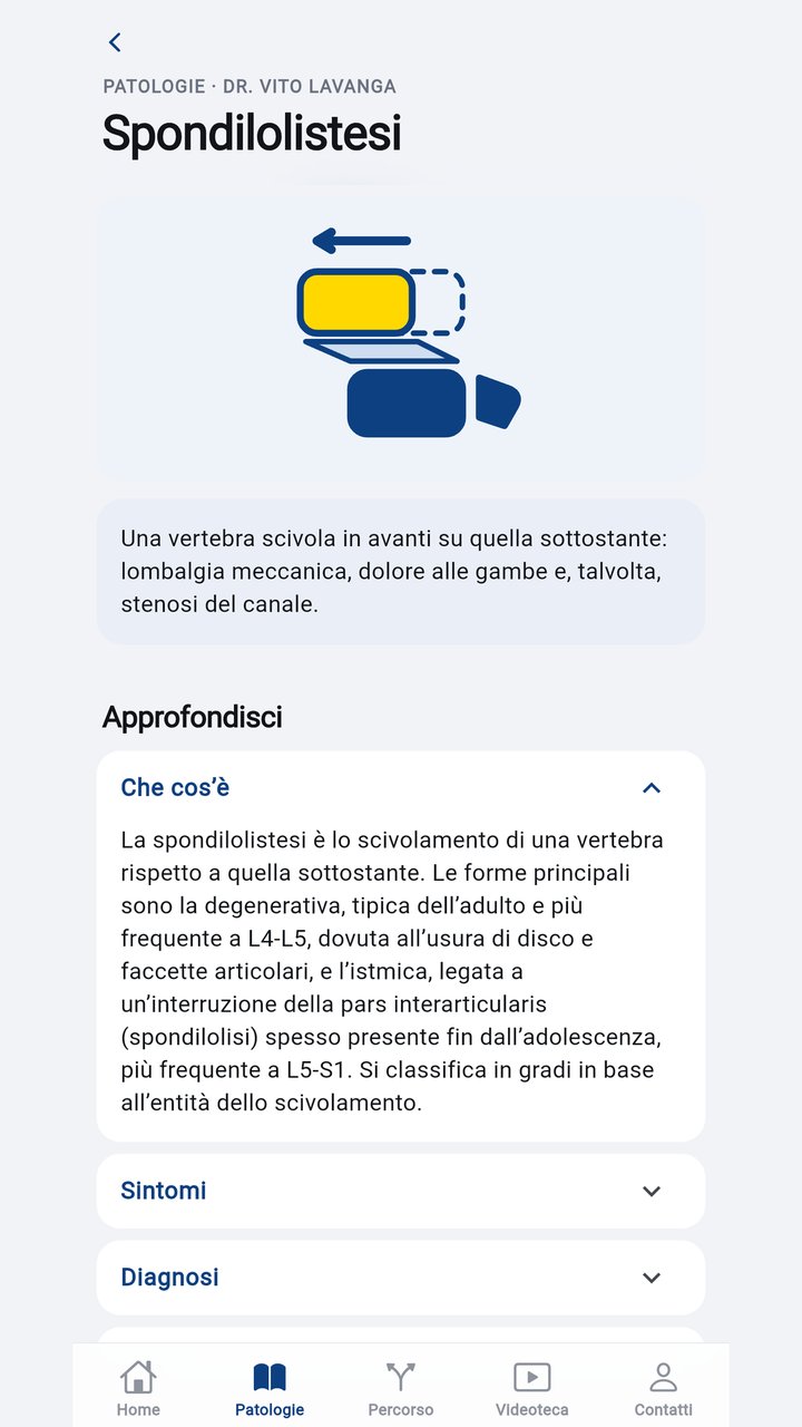 Schermata dell'app: Approfondimenti